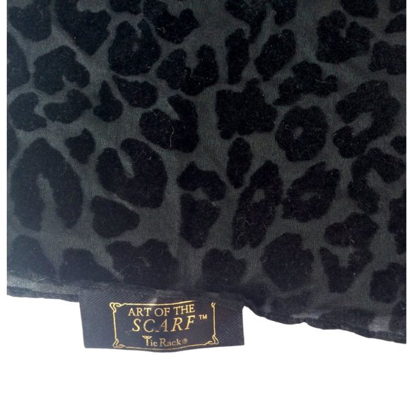 Vintage Tie Rack 'Art of the Scarf' Sheer Black Leopard Pattern Scarf - Picture 2 of 5